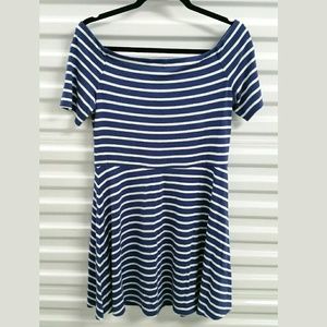 White House Black Market Off Shoulder Blue Dress